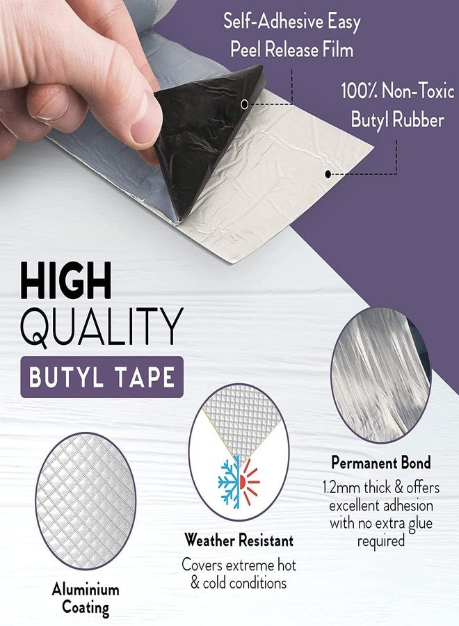 Aktnil Super Strong Adhesive Waterproof Permanent Repair Aluminum Butyl Tape Rubber Foil Suitable for Roof Leak, surface Crack, Window Sill Gap, Boat Sealing, Home Renovation (10CM*5M) - Image 4